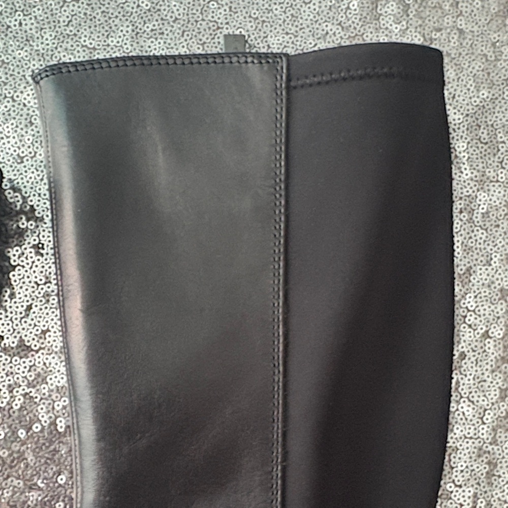 JSlides Leather Black Chunky Platform Knee-High Boots Size 8 M - Picture 4 of 17